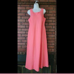 Plaza South Vintage Pink Linen Dress Long 14W Lined. RN 52438